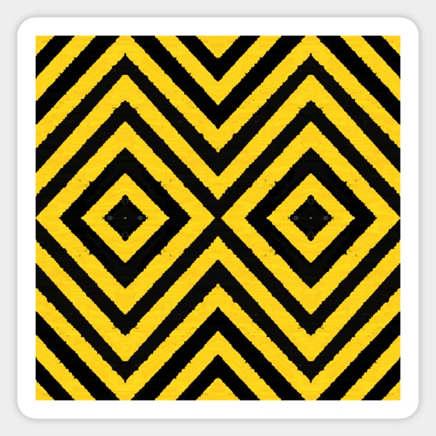 HIGHLY Visible Yellow and Black Line Kaleidoscope pattern (Seamless) 2 Sticker by Swabcraft